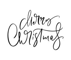 Testo di lettering disegnato a mano di buon Natale. Illustrazione vettoriale Calligrafia di Natale su sfondo bianco. Elemento calligrafico isolato per banner, cartolina, cartolina d&#39;auguri di poster design