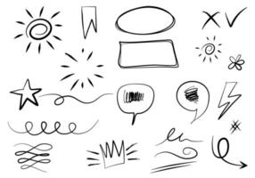 elementi di doodle di set disegnati a mano per il concept design. illustrazione vettoriale. vettore