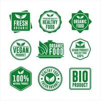 raccolta di badge per alimenti naturali e alimenti biologici vettore