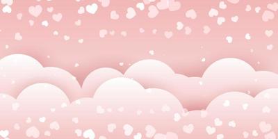 banner di san valentino con nuvole e cuori vettore