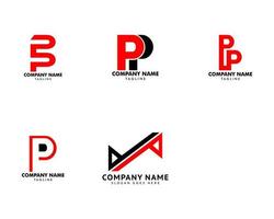 set di modello di progettazione dell'icona del logo pp lettera iniziale vettore