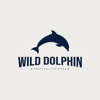 modello di logo silhouette minimalista delfino selvatico. design del logo. illustrazione vettoriale. vettore