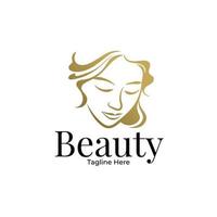 modello di logo di bellezza donna oro vettore