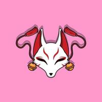 maschera giapponese kitsune, illustrazione vettoriale eps.10