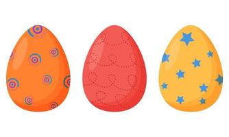 set di uova di Pasqua decorate colorate isolate su uno sfondo bianco. vacanze di primavera. buone uova di pasqua. celebrazione stagionale. vettore