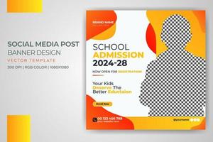 ammissione alla scuola per bambini banner web social media post torna al download gratuito del layout del modello di copertina del volantino della scuola vettore