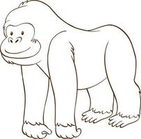 gorilla in stile semplice doodle su sfondo bianco vettore