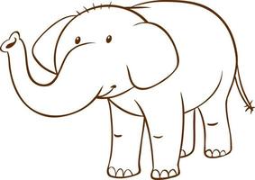 elefante in stile semplice doodle su sfondo bianco vettore