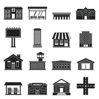 set di icone degli elementi delle infrastrutture della città, stile semplice vettore