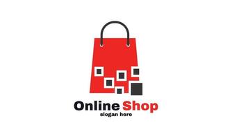 stock vector abstract online shop logo design modello illustrazione grafica vettoriale di smartphone e borsa