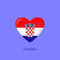 illustrazione di amore a forma di bandiera della croazia vettore
