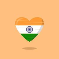 illustrazione di amore a forma di bandiera dell'india vettore