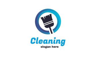concetto amichevole di progettazione di logo aziendale di servizio di pulizia astratto per la casa e l'edificio interni vettore