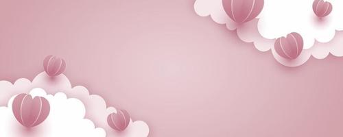 banner di san valentino in stile arte di carta con illustrazione del cuore vettore