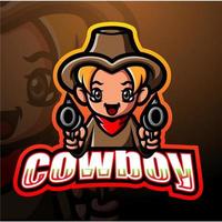 design del logo esport della mascotte del cowboy vettore