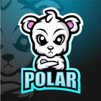 design del logo esport della mascotte dell'orso polare vettore