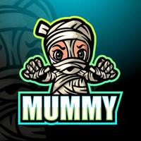 design del logo esport della mascotte della mummia vettore