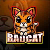 design del logo esport della mascotte del gatto cattivo vettore