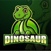 design del logo esport della mascotte del dinosauro vettore