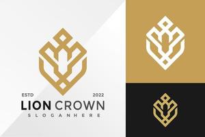 modello di illustrazione vettoriale di progettazione di logo di gioielli di lusso con corona di leone