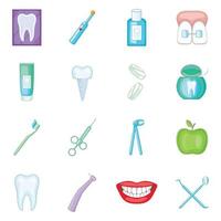 set di icone del dentista, stile cartone animato vettore