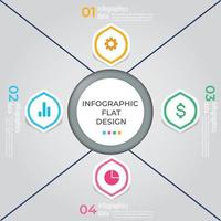 visualizzazione dei dati aziendali. diagramma di processo. elementi astratti di grafico, diagramma con passaggi, opzioni, parti o processi. modello di business vettoriale per la presentazione. concetto creativo per infografica.