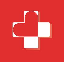 cuore nella progettazione dell&#39;icona dell&#39;ospedale, cuore nel simbolo medico vettore