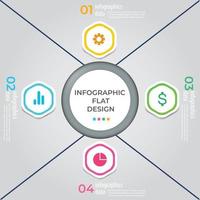 visualizzazione dei dati aziendali. diagramma di processo. elementi astratti di grafico, diagramma con passaggi, opzioni, parti o processi. modello di business vettoriale per la presentazione. concetto creativo per infografica.