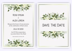 Invito a nozze, invito, salva il design della carta data con elegante anemone color lavanda. vettore