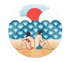 coppia sulla spiaggia fumetto vettoriale, uomo e donna sulla spiaggia vettore