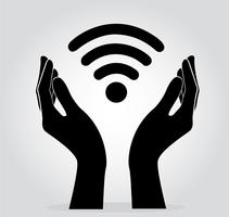 mani che tengono il vettore simbolo icona Wifi