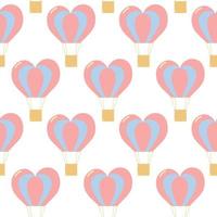 modello senza cuciture di mongolfiera a forma di cuore colorato. sfondo per il design delle vacanze di San Valentino, festa di compleanno, invito. vettore