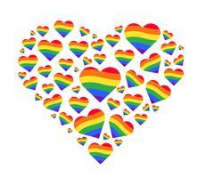 bandiera arcobaleno. Segno di gay pride LGBT. cuore arcobaleno vettore