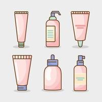 sei icone di prodotti per la cura della pelle vettore