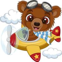 cartone animato baby orso che gestisce un piano vettore
