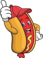 hot dog divertente del fumetto che dà pollice in su vettore