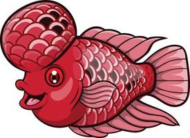 Cartoon Flowerhorn pesce su sfondo bianco vettore