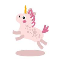 illustrazione vettoriale disegnata a mano adorabile unicorno rosa.