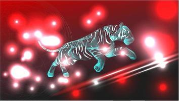 carta da parati di arte della linea della tigre rossa. schivare lo sfondo di effetti al neon di colore. vettore