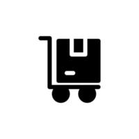 carrello icona design vettore simbolo distribuzione, cartone, consegna, scatola, pacchetto per e-commerce