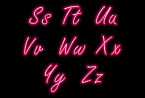 Carattere alfabeto neon in colore rosa parte 3 vettore