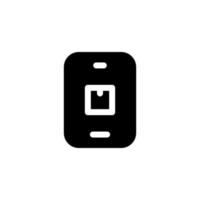 online mobile design simbolo vettoriale negozio online, prodotto, scatola di cartone, smartphone per e-commerce
