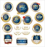 Distintivi ed etichette d&#39;oro di lusso premium vettore