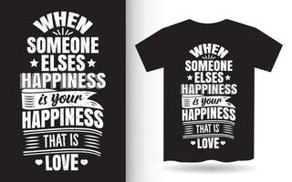 citazione motivazionale sulla felicità lettering design per t-shirt vettore