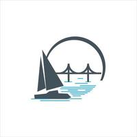 illustrazione del cerchio divertente logo sport per attività di vela vettore