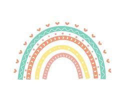 elementi carini della cartolina d'auguri dell'arcobaleno scandinavo isolati su una priorità bassa bianca vettore