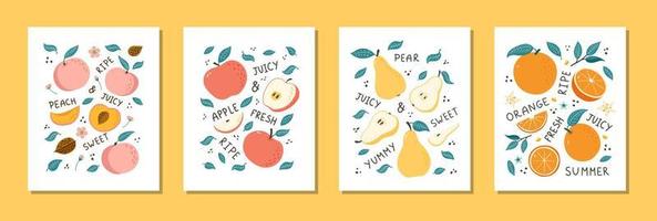 set di natura morta di frutta disegnata a mano. illustrazioni di frutta in stile doodle per poster, banner, sfondo, etichetta del mercato, logo, adesivo, cartolina, menu, design e decorazione di pacchetti alimentari vettore