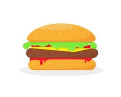 illustrazione vettoriale di hamburger su sfondo bianco.