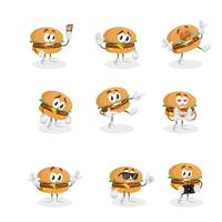 hamburger cibo cartone animato personaggio mascotte set bundle vettore