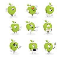mascotte dei cartoni animati del personaggio della mela tutto set bundle vettore
